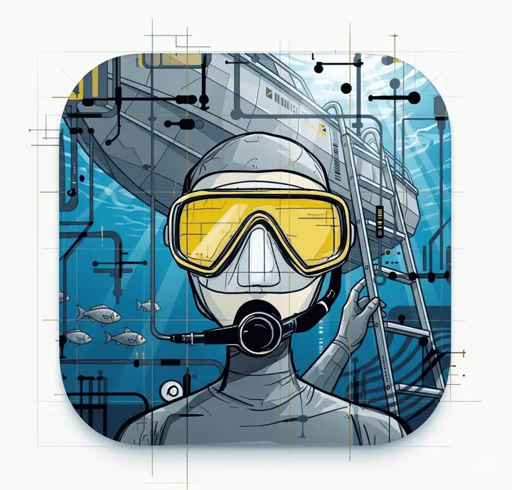 Portrait of a scuba diver with a yellow mask ready to dive